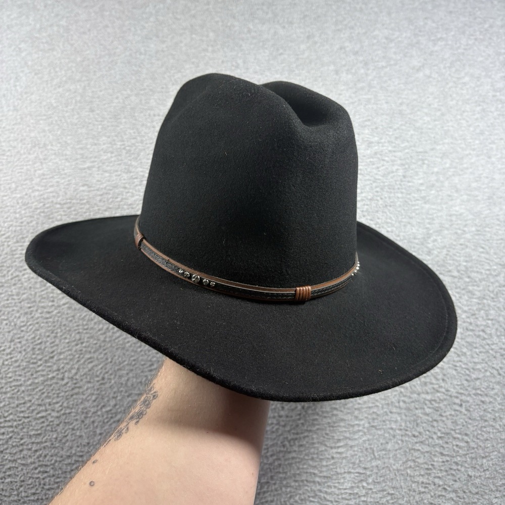 ⁠Eddy Bros Stormy LiteFelt Black Wool Cowboy Hat XL USA Packable Western Fedora